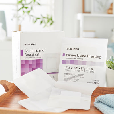 McKesson Composite Barrier Island Dressing, 4 x 4 Inch, 1 Box of 25 (Advanced Wound Care) - Img 4