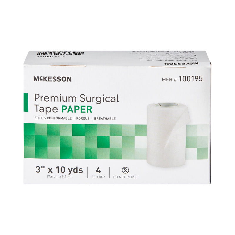 McKesson Paper Medical Tape, 1/2 Inch x 10 Yard, White, 1 Case of 240
