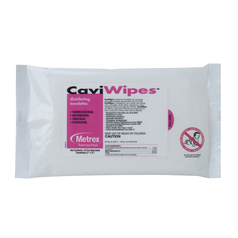 Metrex CaviWipes Surface Disinfectant Alcohol-Based Wipes, Non-Sterile, Disposable, Alcohol Scent, Soft Pack, 7 X 9 Inch, 1 Pack (Cleaners and Disinfectants) - Img 1