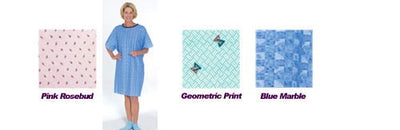 Tie-Back Adult Gown Blue Marble Print (Reusable Patient Exam Gowns) - Img 1