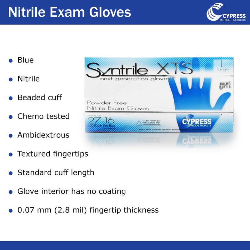 Syntrile® XTS Nitrile Standard Cuff Length Exam Glove, Large, Blue, 1 Box of 200 () - Img 3