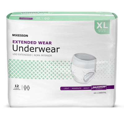 McKesson Extended Wear Maximum Absorbent Underwear, Extra Large, 1 Bag of 12 () - Img 1