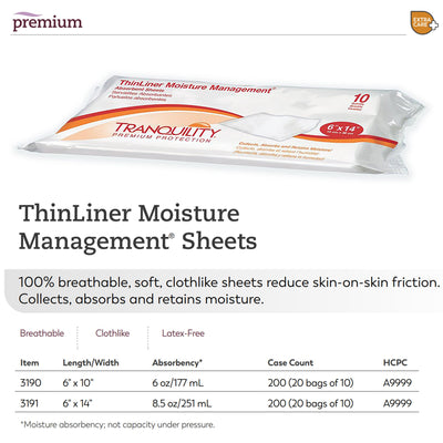 Tranquility ThinLiner® Skin Fold Pad, 6 x 14 Inch, 1 Pack of 10 (Skin Care) - Img 3