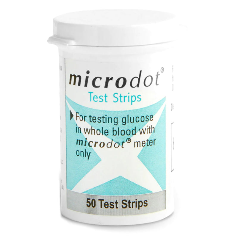 microdot® Blood Glucose Test Strips, 1 Box of 50 (Diabetes Monitoring) - Img 1