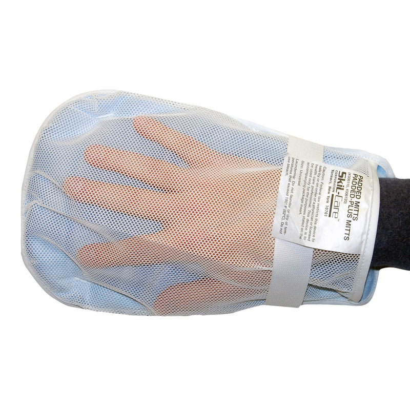 SkiL-Care™ Hand Control Mitt, 11 x 6 x 3/4 in., White/Blue, 1 Pair (Restraints) - Img 1