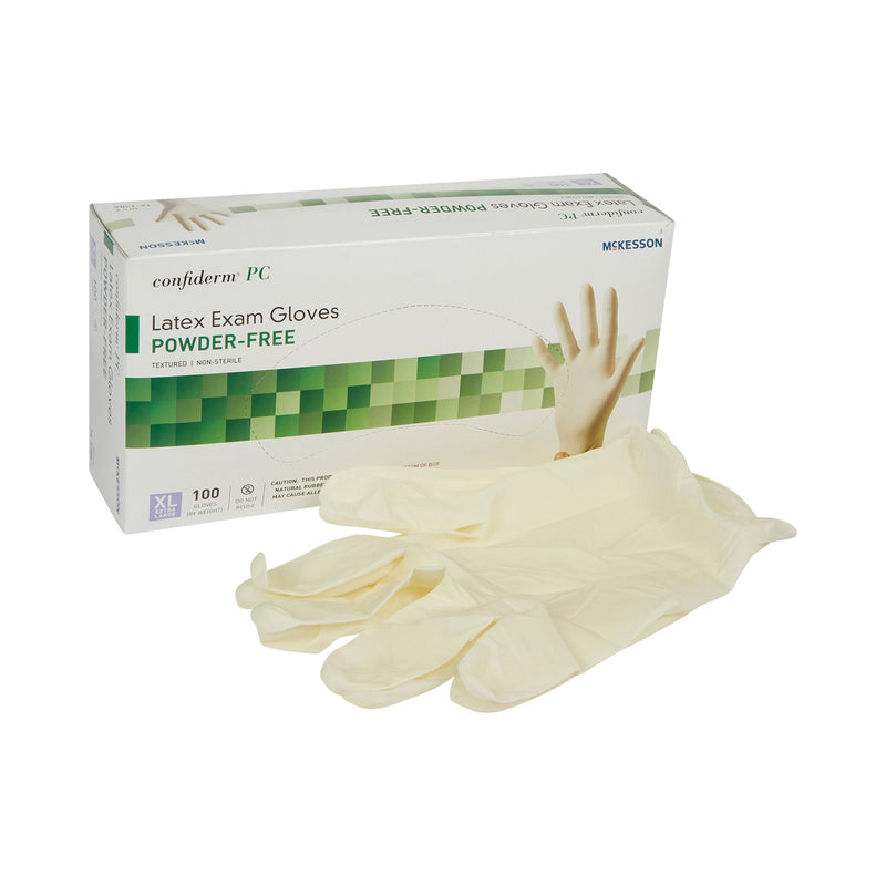 McKesson Confiderm® Latex Exam Glove, Extra Large, Ivory, 1 Box of 100 () - Img 2