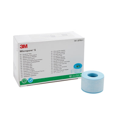 3M™ Micropore™ S Silicone Medical Tape, 1 Inch x 5-1/2 Yard, Blue, 1 Case of 120 (General Wound Care) - Img 1