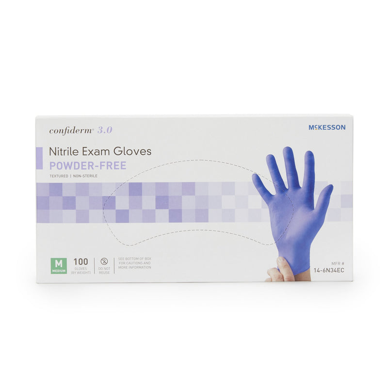 McKesson Confiderm® 3.0 Nitrile Exam Glove, Medium, Blue, 1 Box of 100 () - Img 3