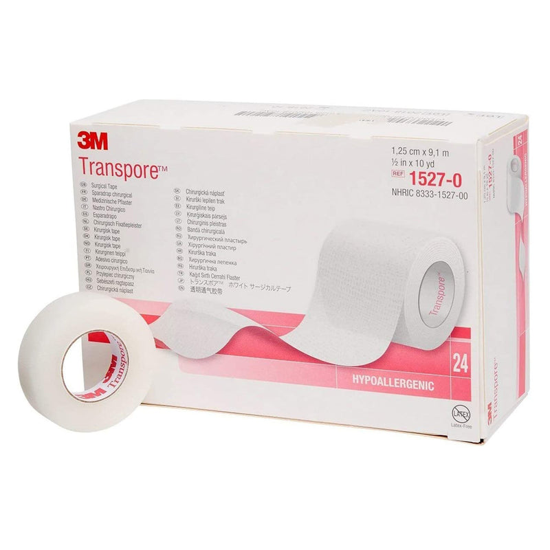 3M™ Transpore™ Plastic Medical Tape, 1/2 Inch x 10 Yard, Transparent, 1 Case of 240 (General Wound Care) - Img 1