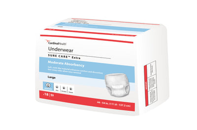 Simplicity Unisex Adult Disposable Underwear, Moderate Absorbency, White, Large, 44 to 54 Inch Waist, 1 Bag of 18 () - Img 3