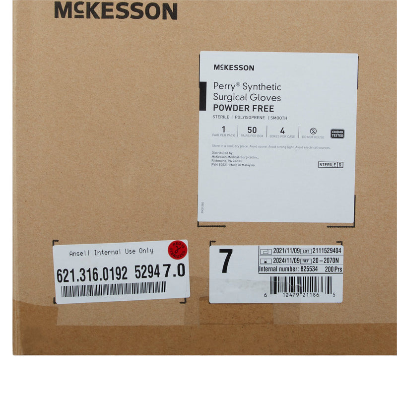 McKesson Perry® Performance Plus Polyisoprene Surgical Glove, Size 7, Green, 1 Box of 50 () - Img 6