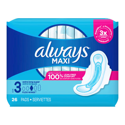 PAD, ALWAYS MAXI W/WINGS XLONG(26/PK) (Feminine Protection) - Img 1