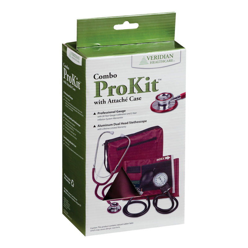 Combo ProKit™ Aneroid Sphygmomanometer Unit with Stethoscope, Burgundy, 1 Case of 20 (Blood Pressure) - Img 2