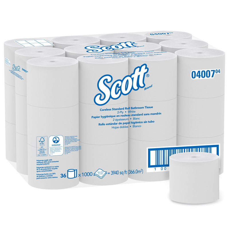 Scott Essential Toilet Tissue, 2-Ply, Standard Size, Coreless Roll, 1 Case of 36 (Toilet Tissues) - Img 1