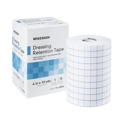 McKesson Nonwoven Fabric / Printed Release Paper Dressing Retention Tape, 4 Inch x 10 Yard, White, 1 Box (General Wound Care) - Img 1