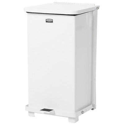 CAN, TRASH RUBBERMAID DEFENDERSTEEL STEP ON SQ WHT 12GL (Waste Receptacles) - Img 1