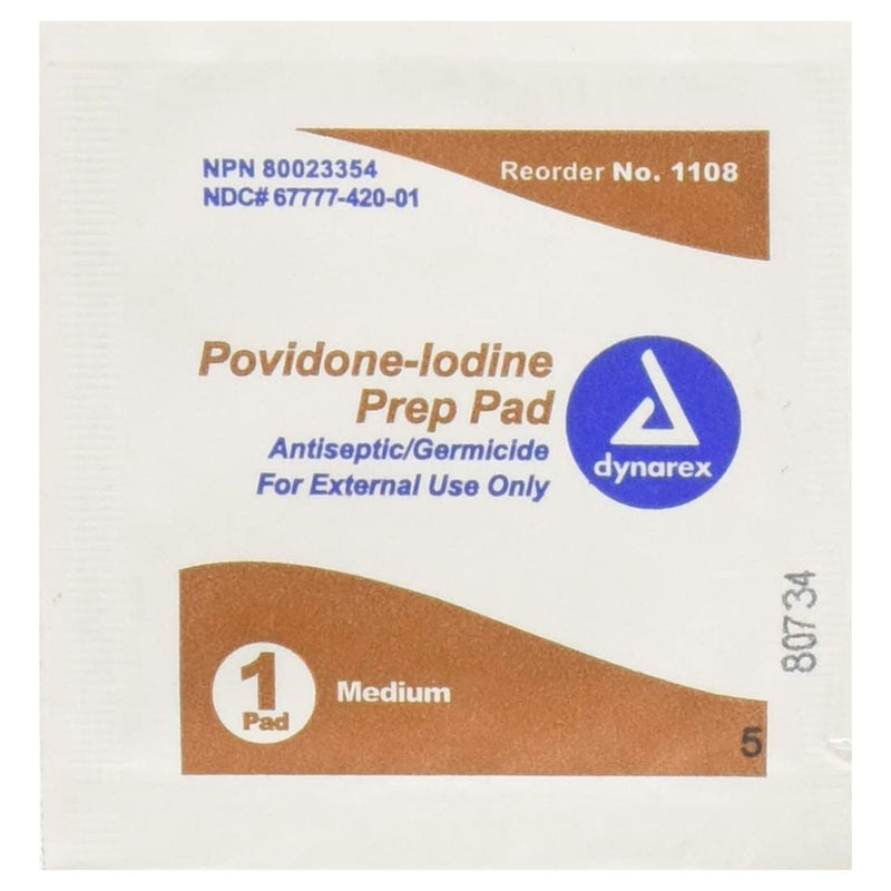 dynarex® Povidone-Iodine Prep Pad, Antiseptic, Non-Woven, 1 Case of 1000 (Skin Care) - Img 2