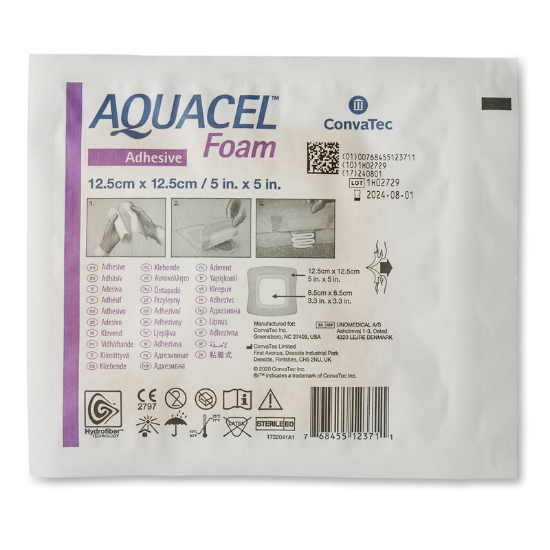 Aquacel® Silicone Adhesive with Border Silicone Foam Dressing, 5 x 5 Inch, 1 Each (Advanced Wound Care) - Img 1