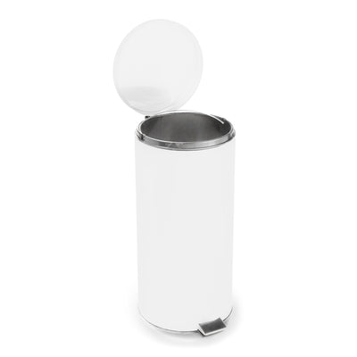 McKesson Trash Can with Plastic Liner, Step-on, Round Steel, White Enamel Finish, 11.5" D x 24" H, 32 qt, 1 Each (Waste Receptacles) - Img 1