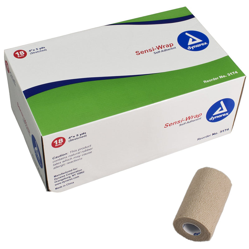 Sensi-Wrap Self-adherent Closure Cohesive Bandage, 4 Inch x 5 Yard, 1 Case of 18 (General Wound Care) - Img 1