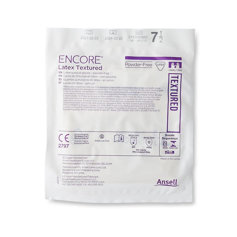 Encore® Latex Textured Surgical Glove, Size 7.5, Ivory, 1 Case of 200 () - Img 3