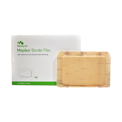 Mepilex® Border Flex Adhesive with Border Foam Dressing, 6 x 8 Inch, 1 Case of 50 (Advanced Wound Care) - Img 1