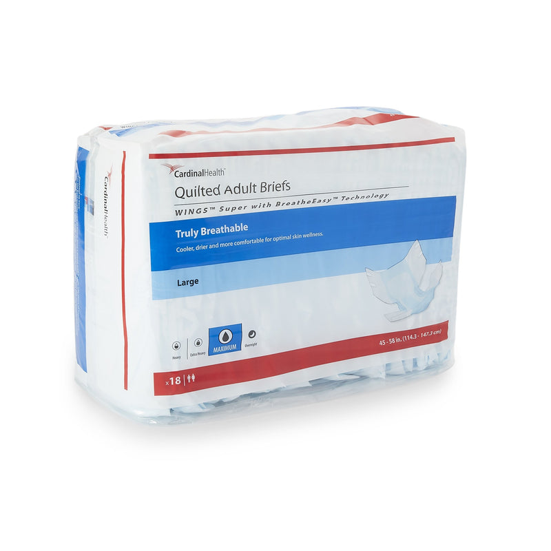 Wings™ Super Quilted Maximum Absorbency Incontinence Brief, Large, 1 Bag of 18 () - Img 1