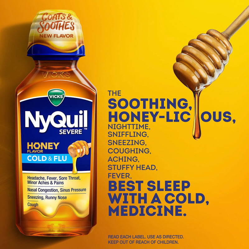 NYQUIL, LIQ SEVERE COLD & FLU HONEY 12OZ (Over the Counter) - Img 4