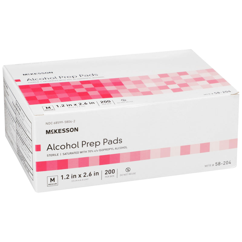 McKesson Alcohol Prep Pad, Isopropyl Alcohol, 70%, Medium, 1 Box of 200 (Skin Care) - Img 2