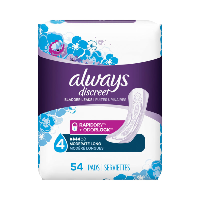 Always® Discreet Bladder Control Pad, One Size Fits Most, 1 Pack of 54 () - Img 6