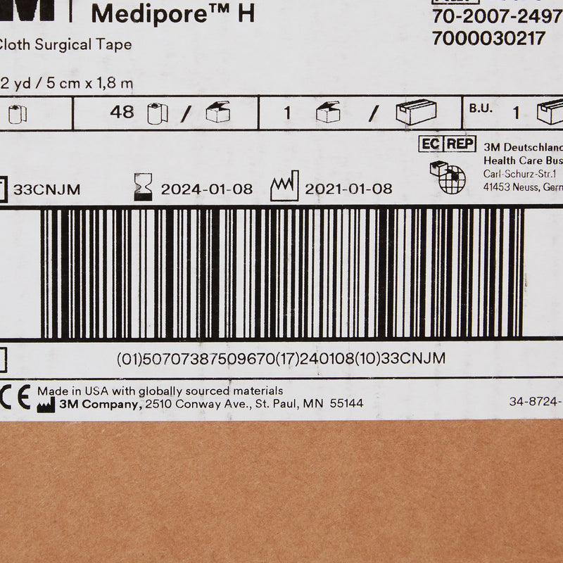 3M™ Medipore™ H Cloth Medical Tape, 2 Inch x 2 Yard, White, 1 Each (General Wound Care) - Img 4