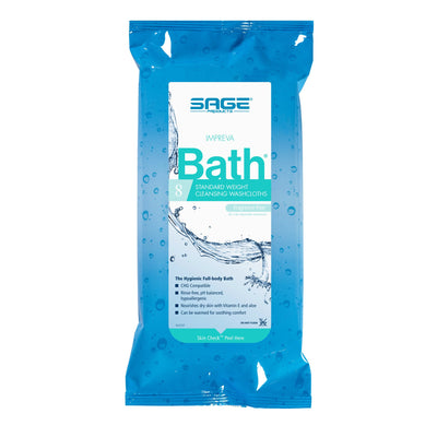 Sage Comfort Bath Rinse-Free Wipes, Aloe, Unscented, Soft Pack, 1 Pack (Skin Care) - Img 2