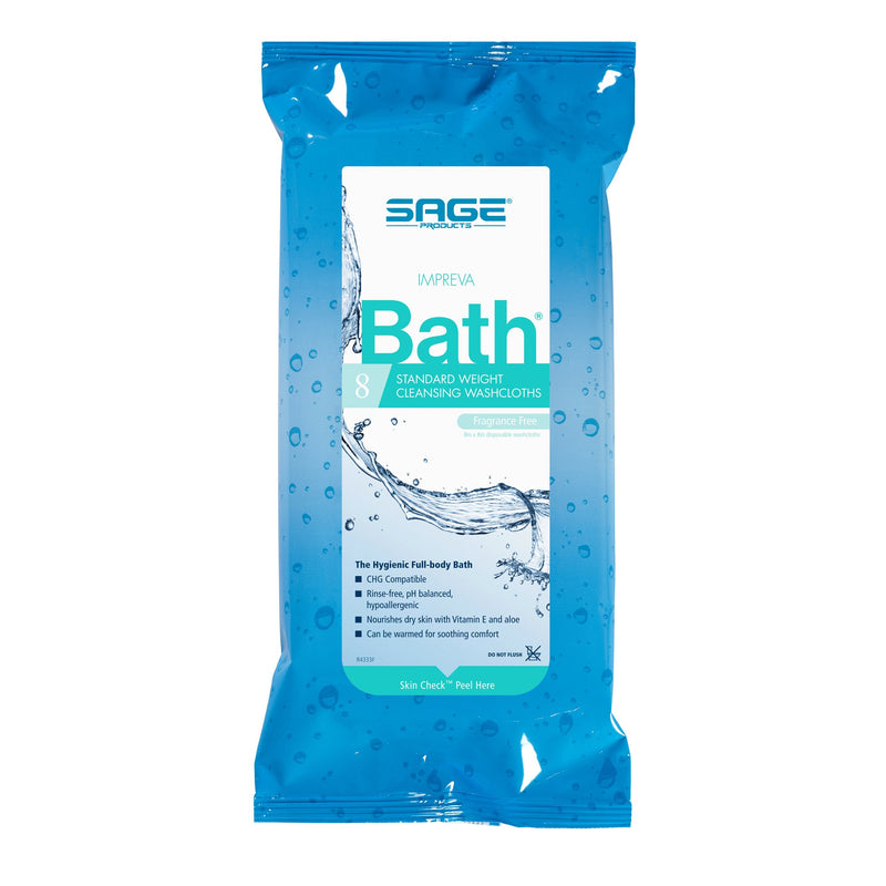 Sage Comfort Bath Rinse-Free Wipes, Aloe, Unscented, Soft Pack, 1 Box of 30 (Skin Care) - Img 2