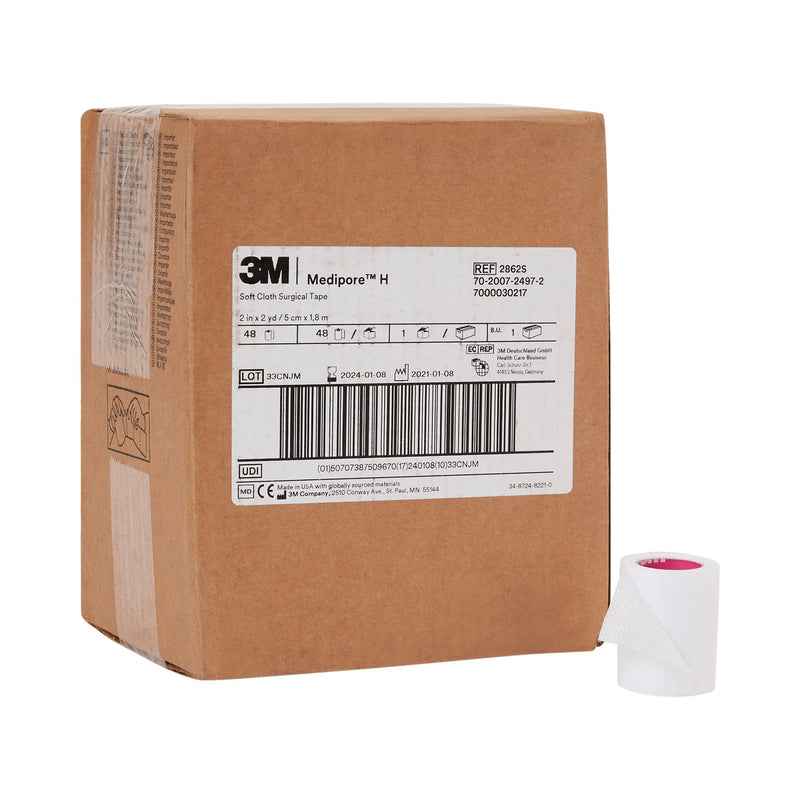 3M™ Medipore™ H Cloth Medical Tape, 2 Inch x 2 Yard, White, 1 Case of 48 (General Wound Care) - Img 3