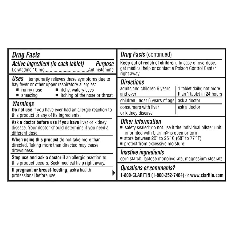 Claritin® Loratadine Allergy Relief, 1 Carton (Over the Counter) - Img 2