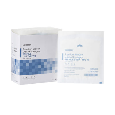 McKesson Sterile USP Type VII Gauze Sponge, 4 x 4 Inch, 1 Box of 50 (General Wound Care) - Img 1