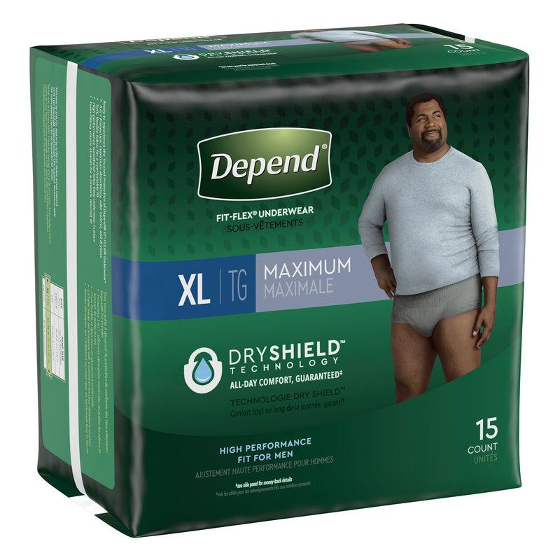 Depend FIT-FLEX Absorbent Underwear for Men, 44" to 64" Waist, X-Large, 1 Pack of 15 () - Img 3