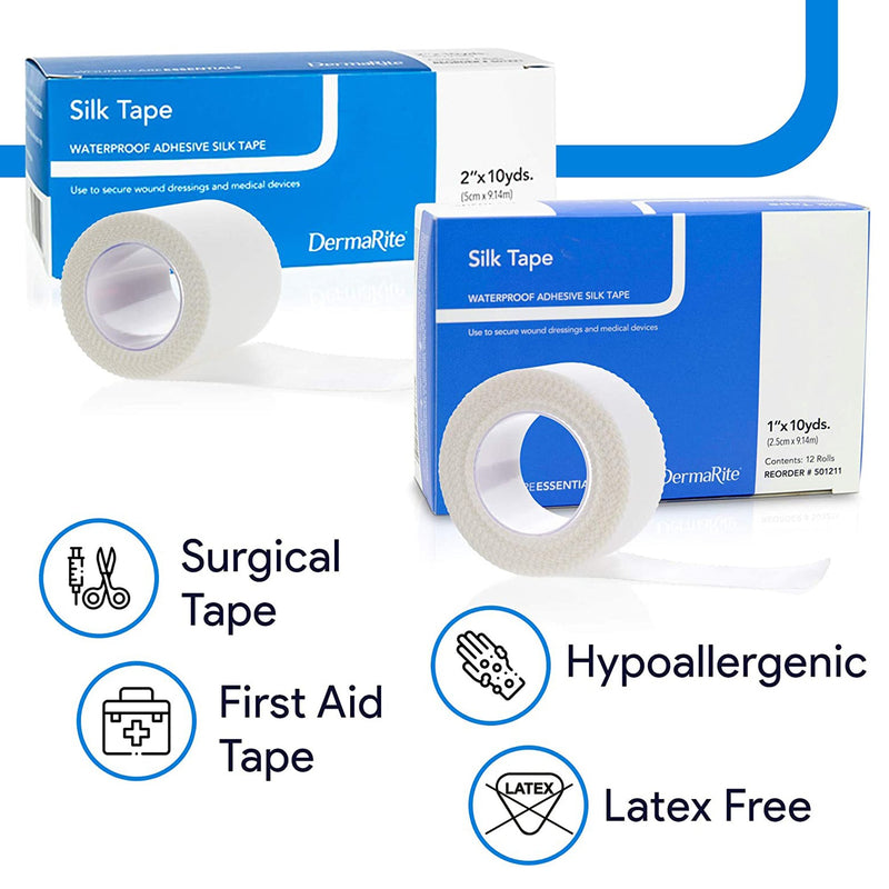 Silk Tape Silk-Like Cloth Medical Tape, 2 Inch x 10 Yard, White, 1 Box of 6 (General Wound Care) - Img 7