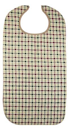 Beck's Classic Quilted Adult Bib, Autumn Beige Plaid, 18 x 34 in., 1 Dozen (Bibs) - Img 1