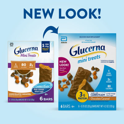 Glucerna® Mini Treats Chocolate Caramel Nutrition Bar, 20 Gram Packet, 1 Carton of 6 (Nutritionals) - Img 3