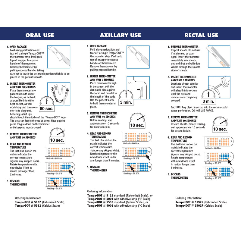 Medical Indicators Tempa·DOT™ Oral / Axillary Thermometer, 1 Box of 100 (Thermometers) - Img 3