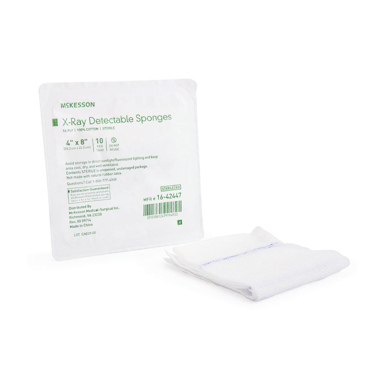 McKesson Sterile X-ray Detectable Gauze Sponge, 4 x 8 Inch, 1 Case of 800 (General Wound Care) - Img 6