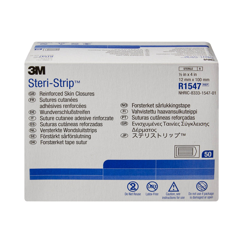 3M Steri-Strip Skin Closure Strips, Non-Woven, 1/2 inch X 4 inch, Reinforced Strip, White, 1 Case of 200 (Skin Closure Strips) - Img 2