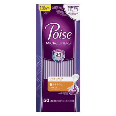 Poise® Microliners Lightest Bladder Control Pad, 6.9-Inch Length, 1 Case of 300 () - Img 1