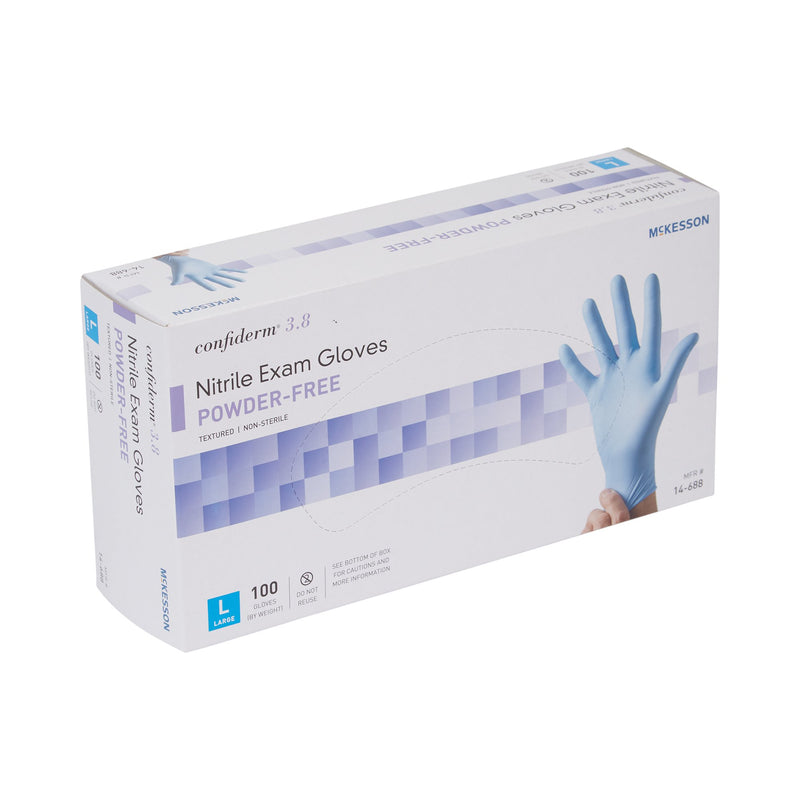 McKesson Confiderm® 3.8 Nitrile Exam Glove, Large, Blue, 1 Box of 100 () - Img 6