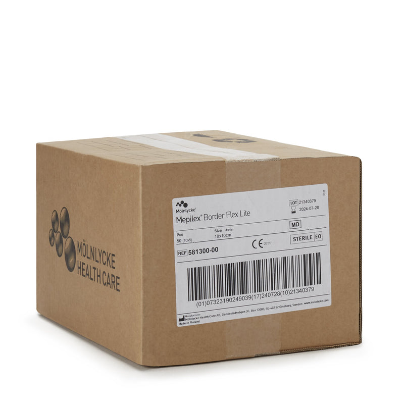 Mepilex® Border Flex Lite Silicone Foam Dressing, 4 x 4 Inch, 1 Box of 5 (Advanced Wound Care) - Img 5