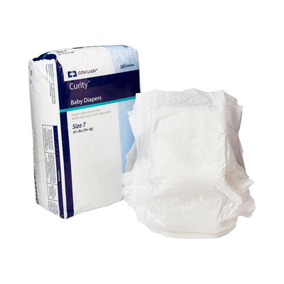 Curity Unisex Baby Diapers, Heavy Absorbency, Disposable, Size 7, 41+ LBS, 1 Case of 128 () - Img 1