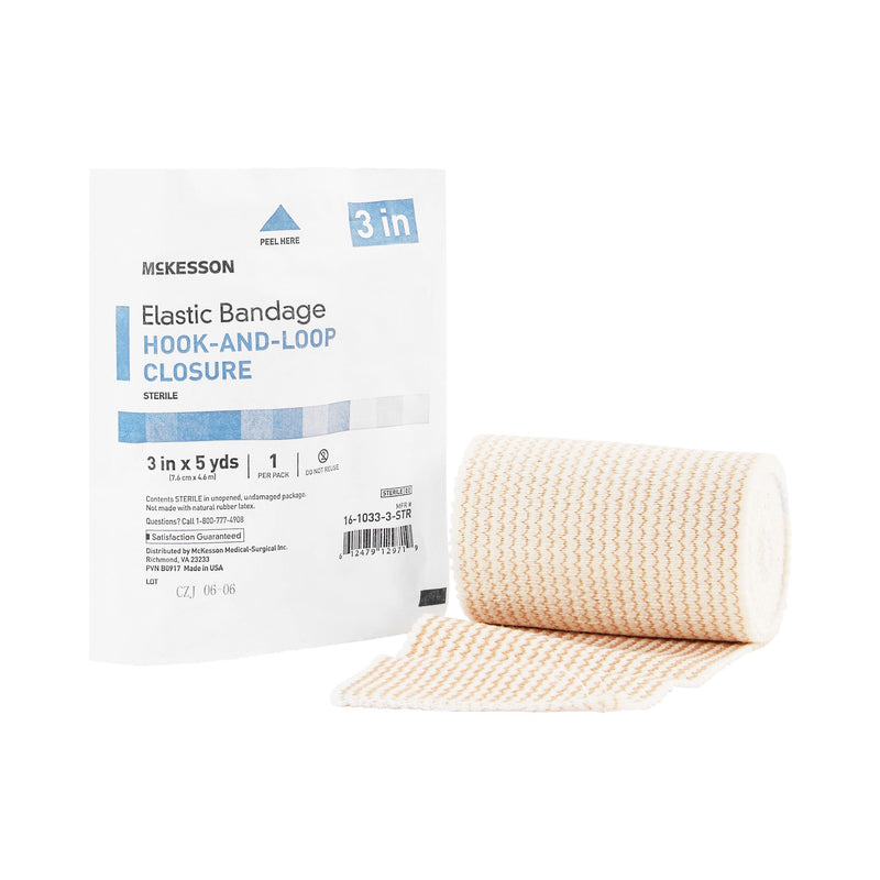 McKesson Hook and Loop Closure Elastic Bandage, 3 Inch x 5 Yard, 1 Case of 36 (General Wound Care) - Img 1