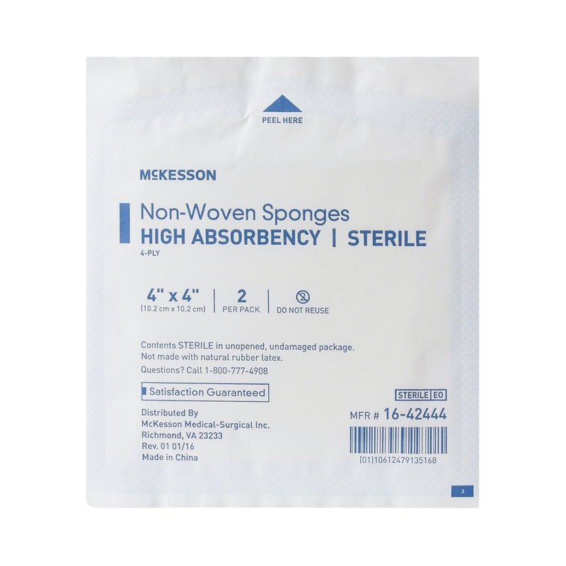 McKesson Sterile Nonwoven Sponge, 4 x 4 Inch, 1 Box of 25 (General Wound Care) - Img 4