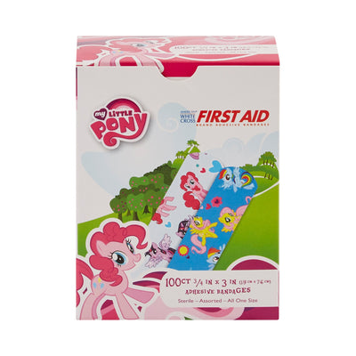 American® White Cross Stat Strip® Kid Design (My Little Pony) Adhesive Strip, 3/4 x 3 Inch, 1 Box of 100 (General Wound Care) - Img 4